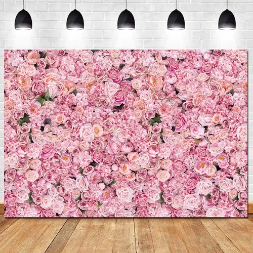 Fondo de fotos de pared con rosas rosadas, decoración de fiesta de cumpleaños para niñas, telón de fondo de fotografía para el día de San Valentín,