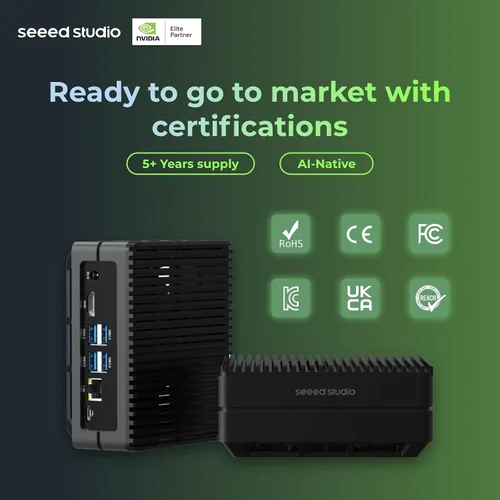 Miniatura 3 de reComputer J4011-Edge Dispositivo AI con módulo NVIDIA Jetson Orin™ NX de 8 GB, 4xUSB 3.2, M.2 Key E y ranura Key M, carcasa de aluminio, sistema