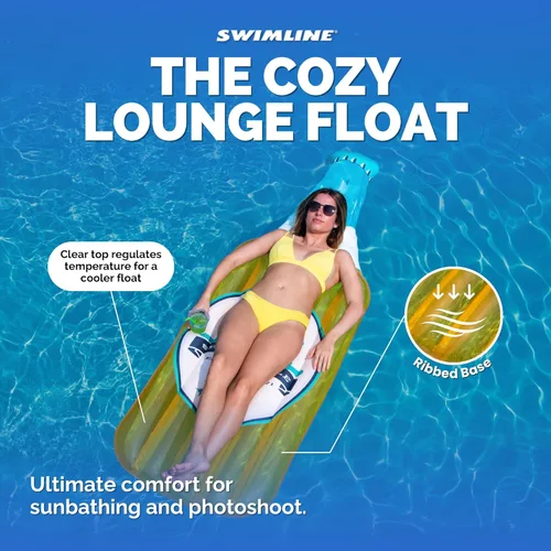 Miniatura 4 de Swimline Tumbona Inflable para Piscina Flotador de Piscina, Esterilla Divertido, Botella de Cerveza, Naranja