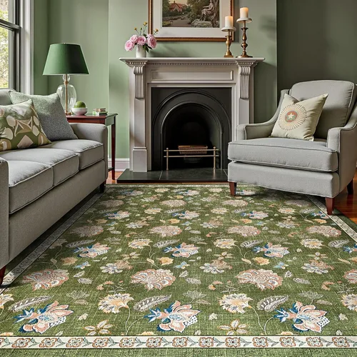 Miniatura 99 de Jinchan Fiora - Alfombra redonda de 8 pies, alfombras vintage con diseño floral envejecido, lavable a máquina, antideslizante, de pelo bajo, Azul
