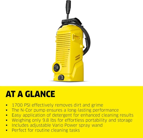 Miniatura 7 de Kärcher Hidrolavadora K 1, Máx 1.45 GPM, 1700 PSI, Pistola Rociadora de Gatillo y Lanza de Pulverización Vario Power - para Autos, Bicicletas