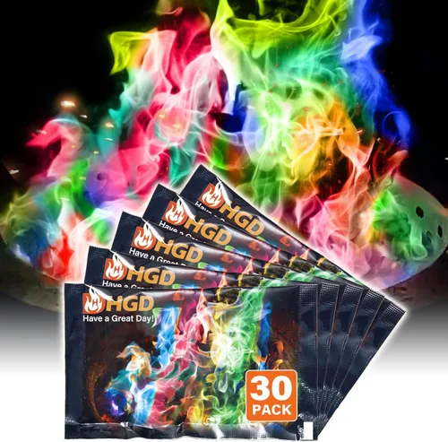 HGD (Paquete de 28) Paquetes de Cambio de Color de Fuego de Hoguera Mágica para Hoguera - En Realidad 30pk Bono 2 Gratis, Chimenea