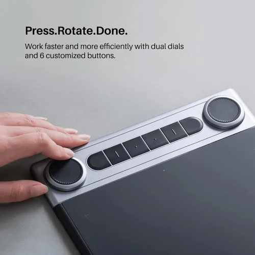 Miniatura 3 de HUION Inspiroy Dial 2 Tableta de dibujo inalámbrica Bluetooth de 10.5 x 6.56 pulgadas con doble dial, lápiz capacitivo sin batería para arte digital