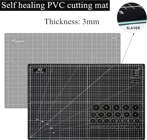 Miniatura 4 de HEADLEY TOOLS Tapete de corte autorreparable grueso de 18 x 24 pulgadas, tapete de costura de corte giratorio A2 para manualidades, tabla de cortar