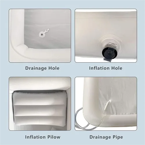 Miniatura 6 de Kit de lavabo inflable para bañera y ducha para ancianos, sistemas inflables de lavabo de PVC con bolsa de agua y bomba de aire eléctrica, bañera