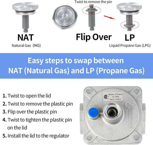 Miniatura 5 de BurnTouch - Regulador de gas 7015-4010 1/2 PSIG 3/4 pulgadas NPT gas natural y propano líquido NAT 4 pulgadas - GLP 10 pulgadas WC, para cocinas