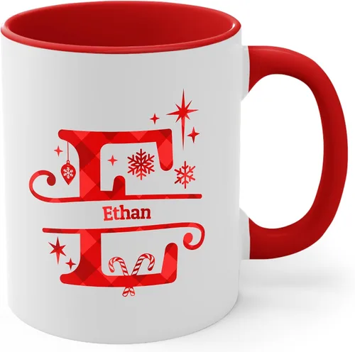 Miniatura 7 de Taza de café con inicial de decoración navideña con nombre, taza personalizada para mujeres y hombres, regalos con monograma, tazas de café