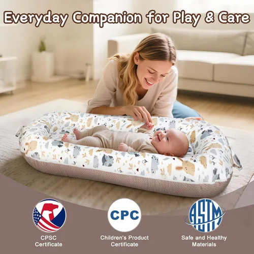 Miniatura 3 de Tumbona para bebé, tumbona para recién nacido de 0 a 24 meses, portátil y suave, regalos esenciales para bebés, tumbona portátil transpirable
