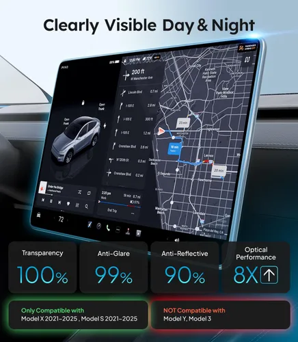 Miniatura 2 de Wigoo Protector de pantalla mate para Tesla Model X y Model S [sin reflejos ni huellas dactilares] Modelo X (2021 ~ 2025)/Modelo S (2021 ~ 2025)
