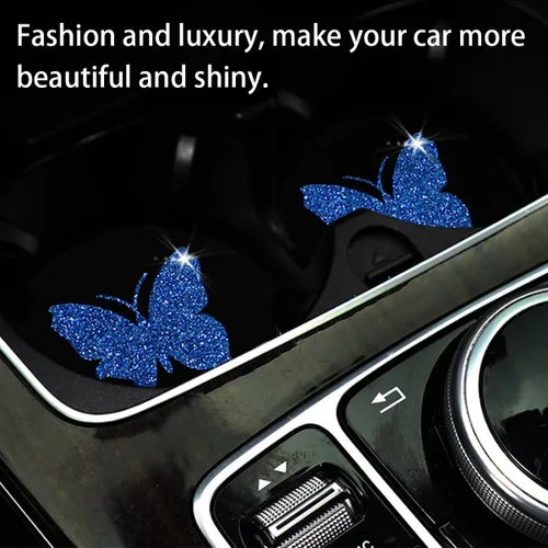 Miniatura 5 de BESULEN Posavasos de Mariposa para Automóvil, Paquete de 2 Posavasos Universales de 2.75 Pulgadas Antideslizantes para Portavasos, Alfombrilla
