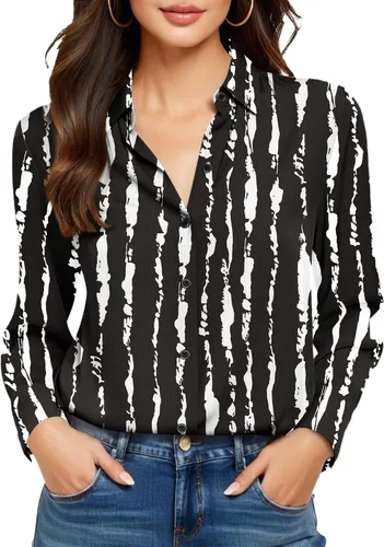 Miniatura 6 de Camisas sin planchado y sin arrugas para mujer, con botones, de manga larga, de seda de morera, blusas casuales para el trabajo