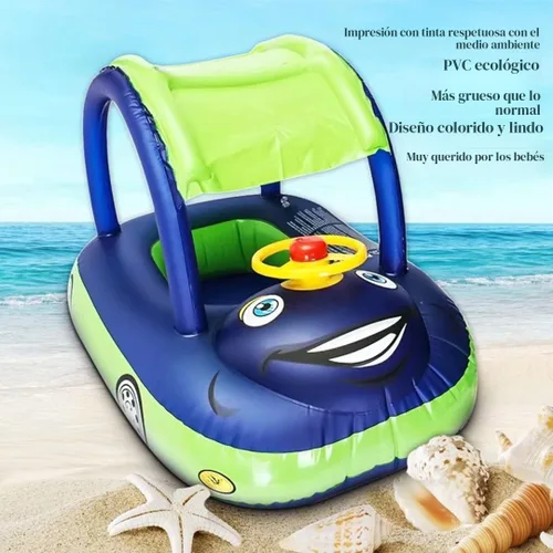 Miniatura 6 de Flotador de piscina para bebé con dosel de verano, volante, sombrilla de natación, anillo de natación para automóvil, juguetes inflables, asiento