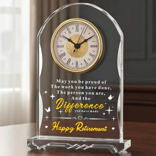 Miniatura 14 de Reloj de Cristal Significativo para Jubilación, Regalos para Mujeres y Hombres, Mejor Jefe de Todos, Feliz Reloj de Jubilación Placa de Regalo