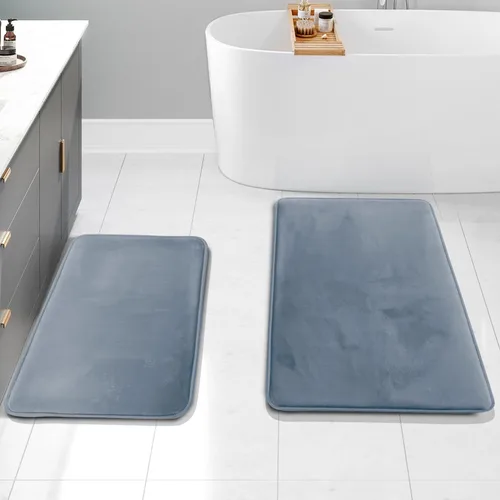 Miniatura 142 de Clara Clark tapete para baño, regadera o tina, de gomaespuma, negro, antiderrapante Azul claro