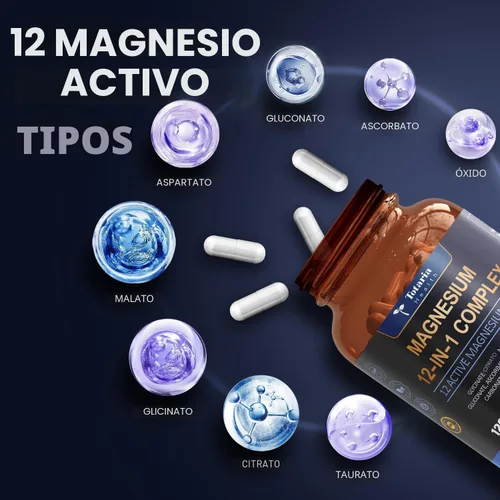 Miniatura 2 de Totaria Complejo de magnesio 700 mg 12 en 1 Suplemento de magnesio con citrato de glicinato óxido de malato taurato aspartato orotato relajación