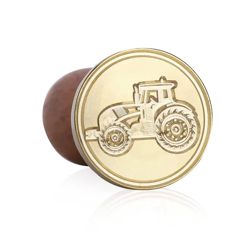 Miniatura 3 de Mceal Sello de sello de cera, sello de latón con mango de madera, tractor