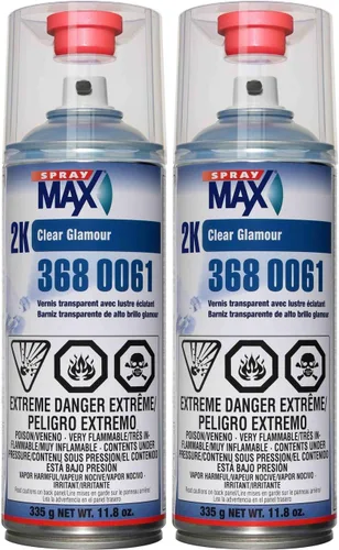 Aerosol transparente de alto brillo USC Spray Max 2 K., Paquete de 2, Transparente