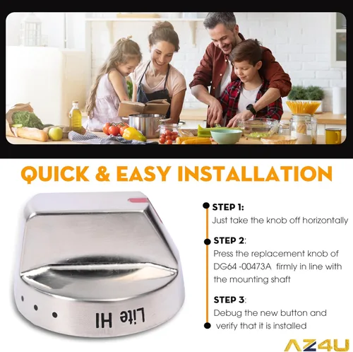 Miniatura 5 de AZ4U 5 piezas DG64-00473A - Perilla para horno, compatible con Samsung Gas Range NX58F5700WS NX58K7850SS NX58H5600SS NX58J7750SS NX58M6850SS
