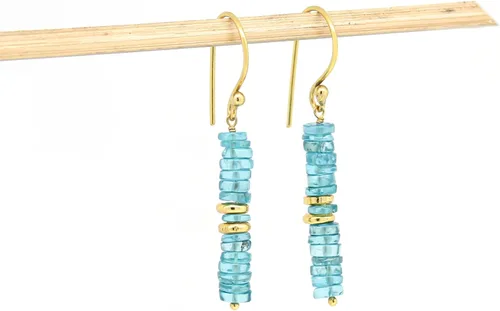 Miniatura 4 de Pendientes colgantes de cuentas naturales ligeros hechos a mano con cristales de joyería hipoalergénica sin manchas chapados en oro, joyería