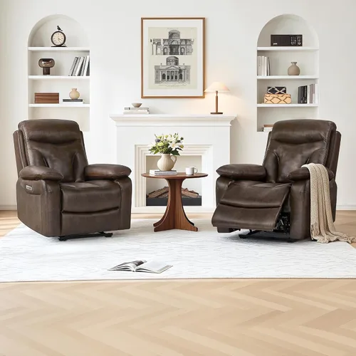 Miniatura 21 de KISLOT Power Recliner Chair Wall Hugger Recliner with Adjustable Headrest and Footrest Dual Motor Electric Faux Leather Reclining Sofa with