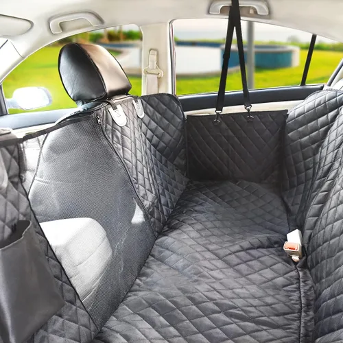Miniatura 7 de Vailge Funda de asiento de automóvil para perro, 100% impermeable, funda para asiento trasero para perros con ventana de malla, evita arañazos, Negro