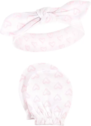 Miniatura 127 de Hudson Baby Conjunto de diadema de algodón y manoplas para rascar para bebé