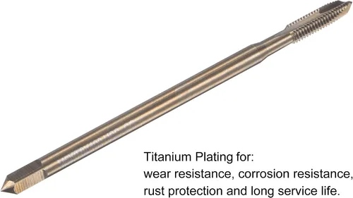 Miniatura 4 de uxcell Grifo roscado de punta espiral M2 x 0.4, cobalto métrico HSS (acero de alta velocidad) chapado en titanio máquina recta flauta rosca grifo H2