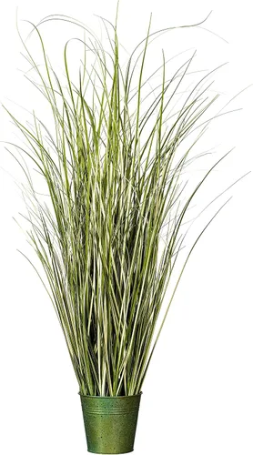 Miniatura 9 de Vickerman Everyday - Hierba verde artificial abigarrada de 24 pulgadas con maceta de hierro, decoración de plantas de césped sintético, acento