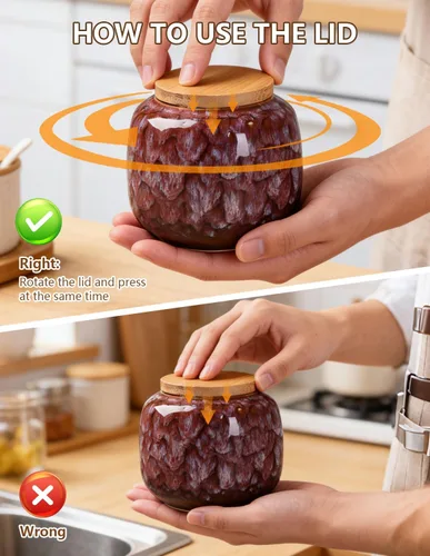 Miniatura 34 de Tarros de almacenamiento de cerámica, exquisitos tarros de alimentos con esmalte para almacenamiento de especias de cocina, tarros para té, tarros