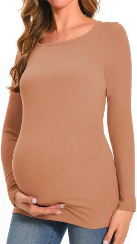 Miniatura 2 de Camisa de maternidad Cuello redondo Manga larga Ropa de embarazo