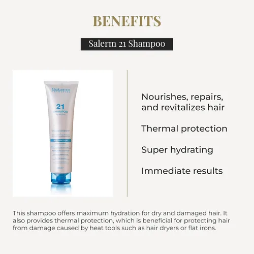 Miniatura 3 de SALERM - Champú Hidratante 21 Silk Protein - 10.1 fl oz - Para Cabello Seco y Dañado - Con Proteínas de Seda - Nutritiva, Repara y Revitaliza