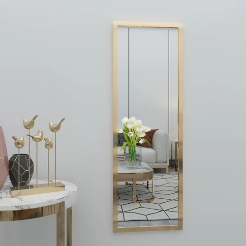 Miniatura 6 de whitebeach Espejo de puerta colgante, espejo de cuerpo completo de pared de longitud completa 44"x16" dorado montado en la pared sobre la puerta