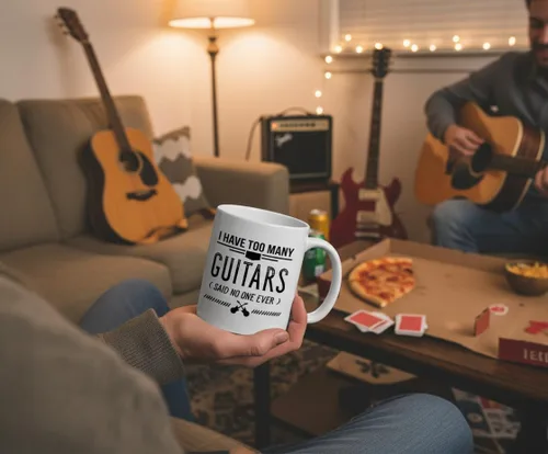 Miniatura 6 de Casitika Taza de café divertida de 11 onzas con texto "I Have Too Many Guitars Said No One Ever". Idea de regalo para amantes de la música
