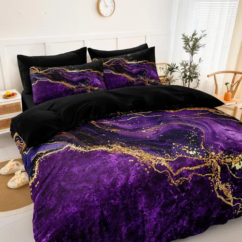 Miniatura 26 de Juego de edredón de sol y luna negro, juego de ropa de cama boho, ropa de cama de galaxia celestial y espacio estrellado, edredón mandala exótico