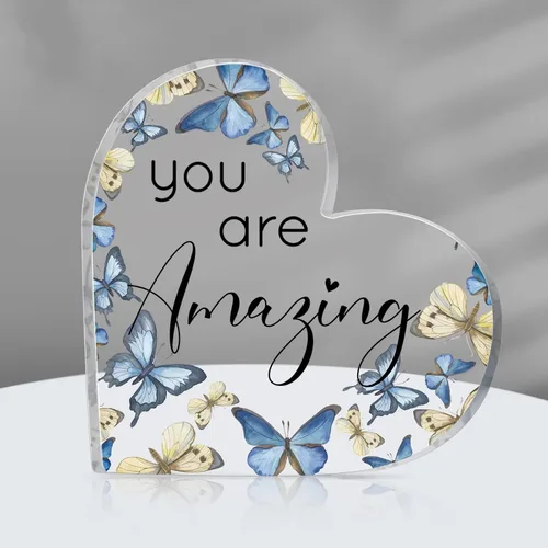Yulejo Regalo inspirador de mariposa con texto en inglés «You Are Amazing Love» («You Are Amazing») - Letrero motivacional de mariposa, decoración