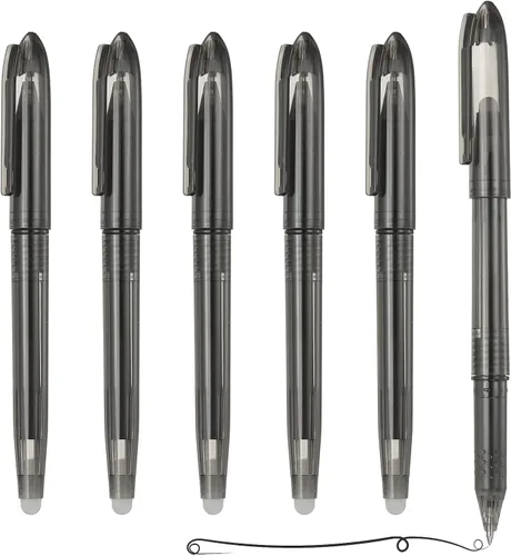 PATIKIL 6 bolígrafos de gel borrables, de punta fina de 0.020 in, rotuladores borrables por calor, con tapa, marcadores de tela de escritura suave