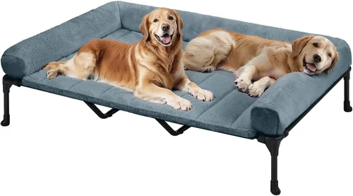 Miniatura 10 de Veehoo Cama elevada ortopédica para perros con cojín de felpa esponjosa, camas elevadas para perros grandes, sofá suave para mascotas