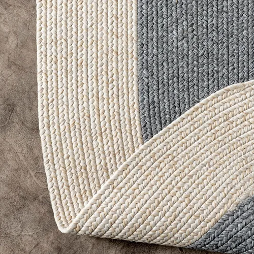 Miniatura 3 de nuLOOM Alfombra Delaine trenzada para interiores y exteriores, 8 pies, redonda, color gris