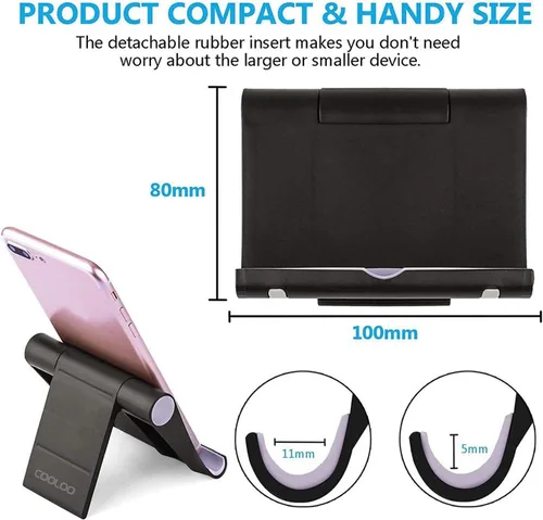 Miniatura 4 de COOLOO - Soporte de escritorio ajustable multiángulo para teléfonos inteligentes, tabletas y lectores electrónicos, compatible con iPhone, iPad