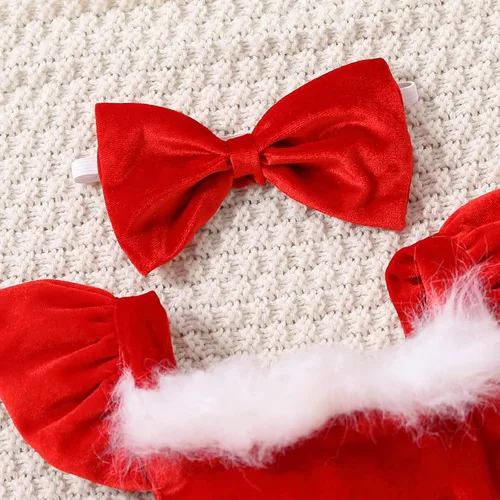 Miniatura 5 de ZIYIXIN Vestido de terciopelo de Navidad para niña pequeña, vestido de tul de princesa roja con sombrero de Papá Noel, trajes lindos para fiesta