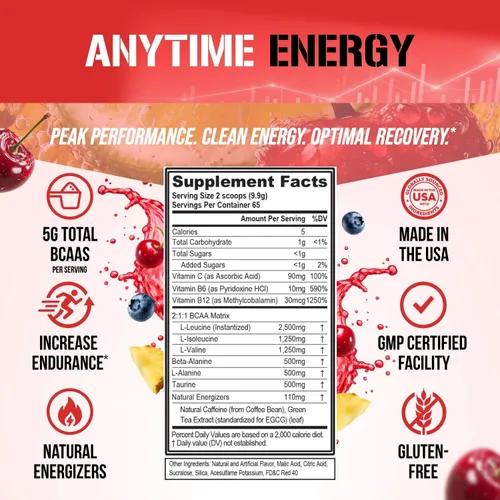 Miniatura 5 de Evlution Nutrition BCAA Energy - Suplemento de aminoácido energizante de alto rendimiento para el desarrollo muscular, recuperación, resistencia