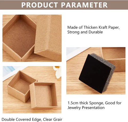 Miniatura 3 de PH PandaHall Paquete de 48 cajas de regalo para anillos, cajas de regalo de joyería de 1.5 x 1.5 x 1.1 pulgadas, caja de joyería cuadrada de cartón