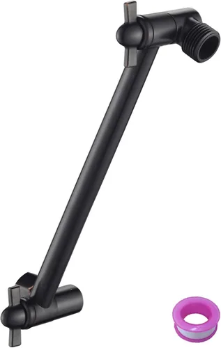 Miniatura 6 de Brazo de extensión de ducha de 8 pulgadas con cabezal de níquel cepillado. Extensión de brazo de ducha ajustable de latón macizo. Baje o eleve
