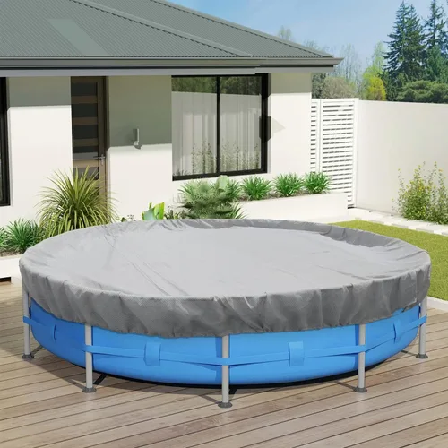 Miniatura 8 de ECOOPTS Cubierta redonda impermeable de poliéster para piscinas sobre el suelo, protector de cubierta de piscina de invierno (6 pies, turquesa)