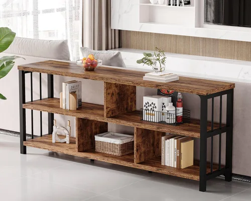 Miniatura 11 de IBF Estantería horizontal con forma de cubo, estantería abierta moderna industrial, organizador de almacenamiento de 5 cubos para el hogar, estante