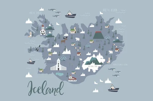 Miniatura 2 de Mapa laminado de Islandia mapa del mundo de viajes con ciudades en detalle, carteles de mapa para pared, decoración de pared, ilustración