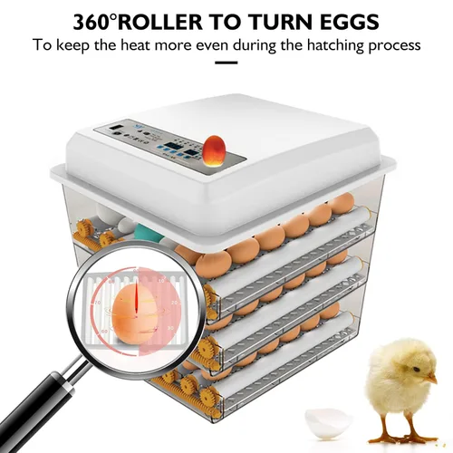 Miniatura 2 de Incubadora de huevos – Incubadora de huevos con giro automático de huevos y control de humedad, criador grande de aves de corral para pollos