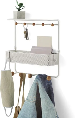 Miniatura 10 de Umbra Estique - Organizador de entrada con ganchos y estantes, con estante, color blanco (paquete de 3)