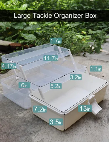 Miniatura 7 de Avlcoaky Caja de aparejos grande de 3 capas Caja de almacenamiento portátil de plástico Organizador de caja de aparejos de pesca Caja de aparejos