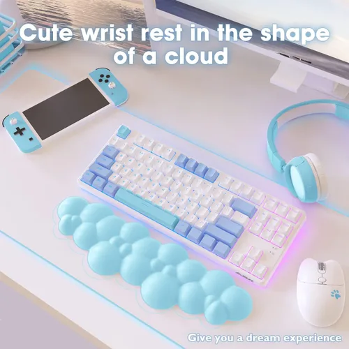 Miniatura 2 de MANBASNAKE Reposamuñecas para teclado, espuma viscoelástica de alta densidad de poliuretano con base antideslizante para aliviar el dolor